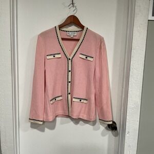 St. John Collection Light Pink Cardigan, Women's 10, Y2K, Vintage